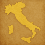 Cartina dell'Italia con i colori oro