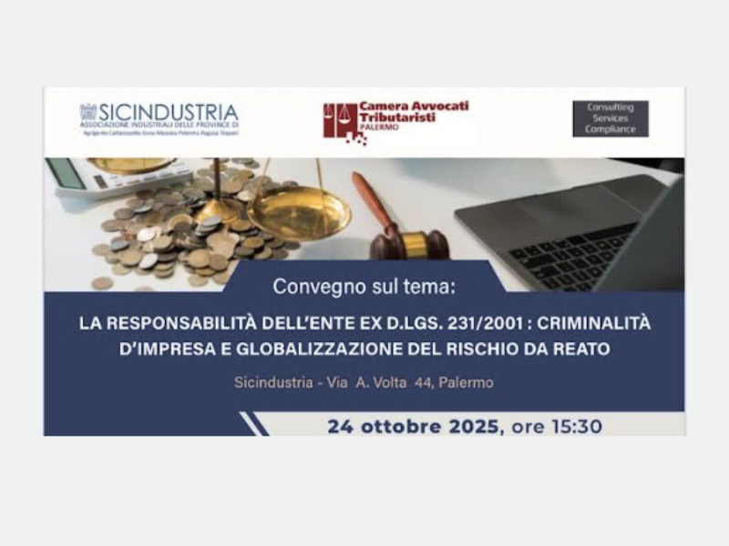 Palermo- 24 ottobre La responsabilità dell’ente