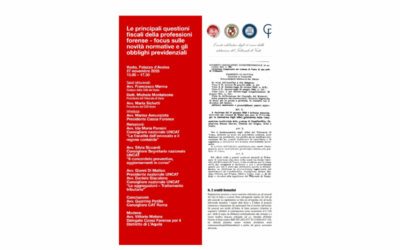 Vasto –  27 novembre: Le principali questioni fiscali della professione